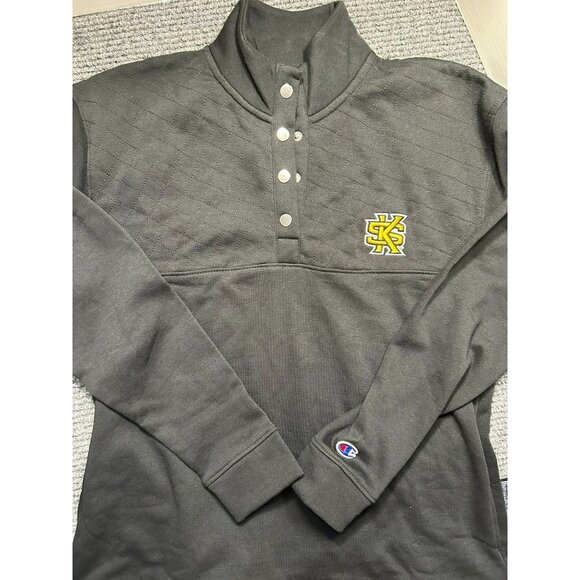 Champion Men's KSU Quarter Snap Pullover Sweatshirt S Black Cotton Blend - Picture 1 of 5